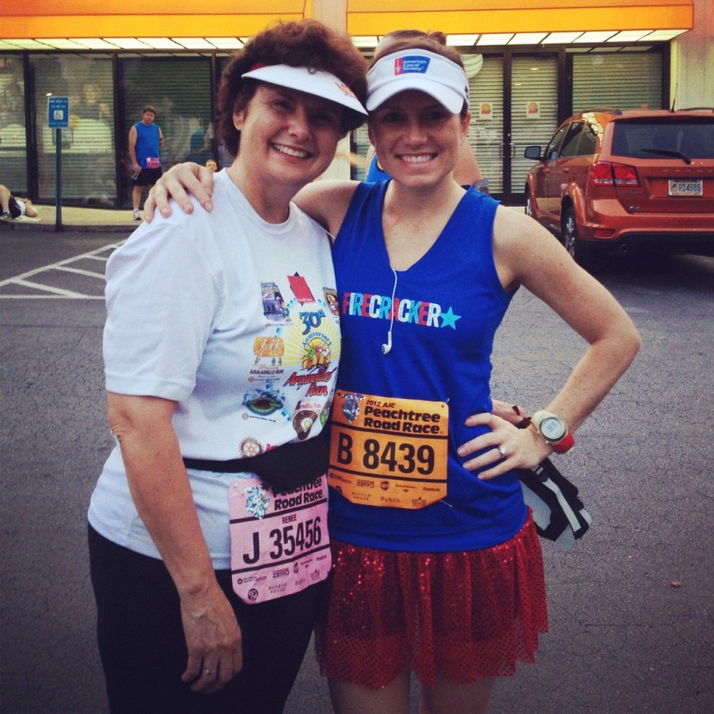 Mom and me in the porta potty line before the race