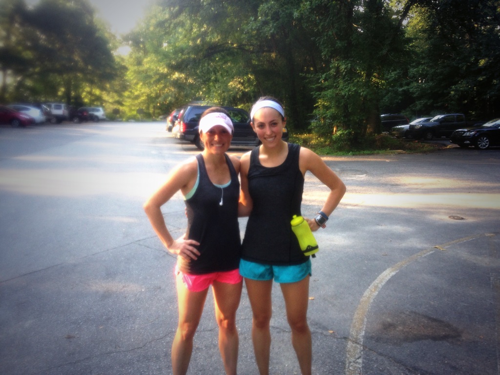 Katie and me after our long weekday run. The photo is blurry because there is sweat on my iPhone camera lens. #unladylike