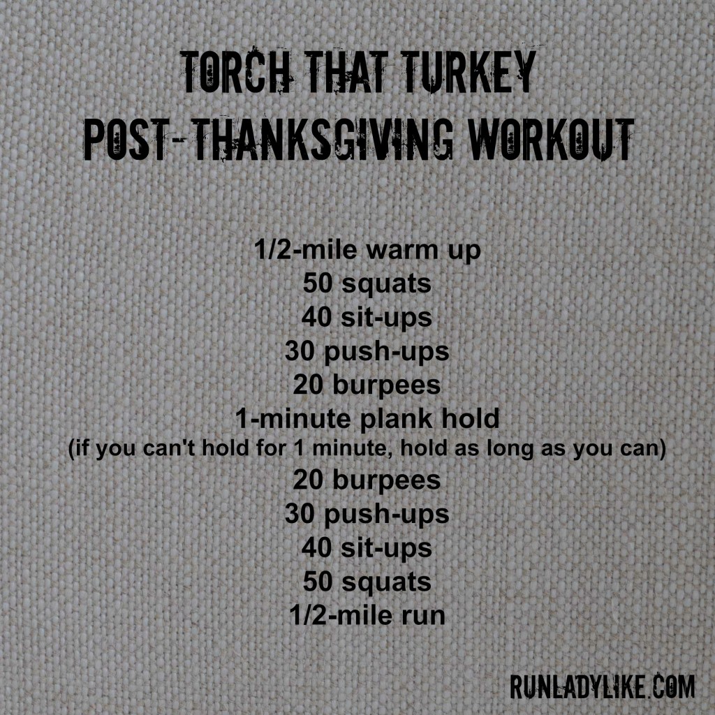 Torch That Turkey Post-Thanksgiving Workout on runladylike.com