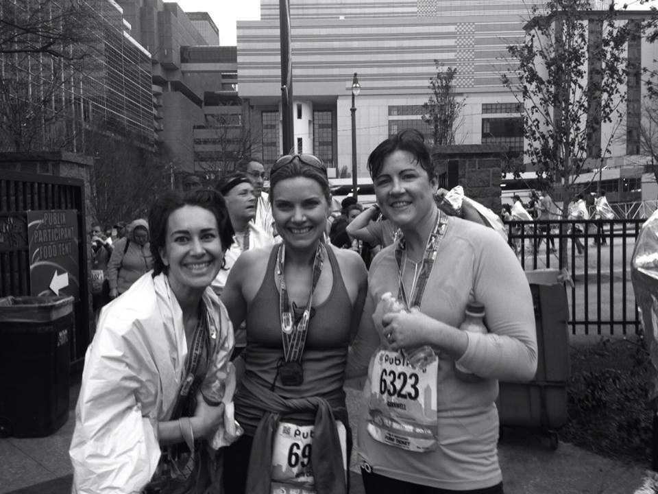 Elizabeth and her friends after her first half marathon in March