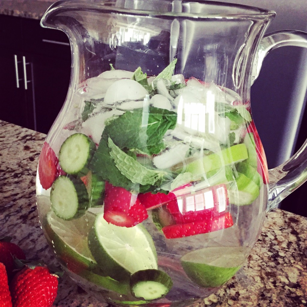 Strawberry lime cucumber mint water
