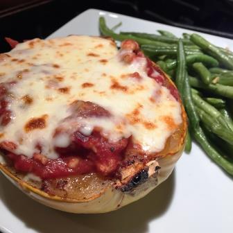 Lasagna Stuffed Spaghetti Squash on runladylike.com