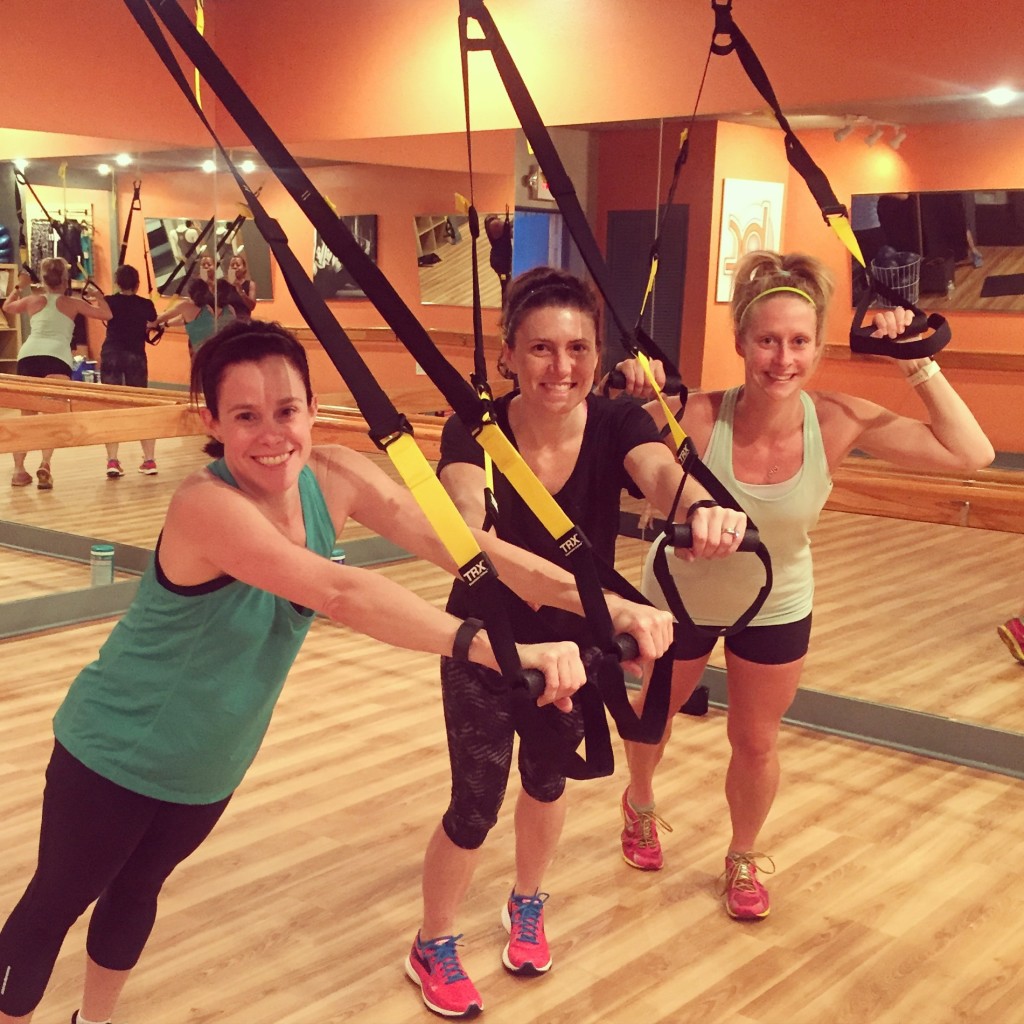 Wearing my SKINS top at a recent TRX workout (middle)