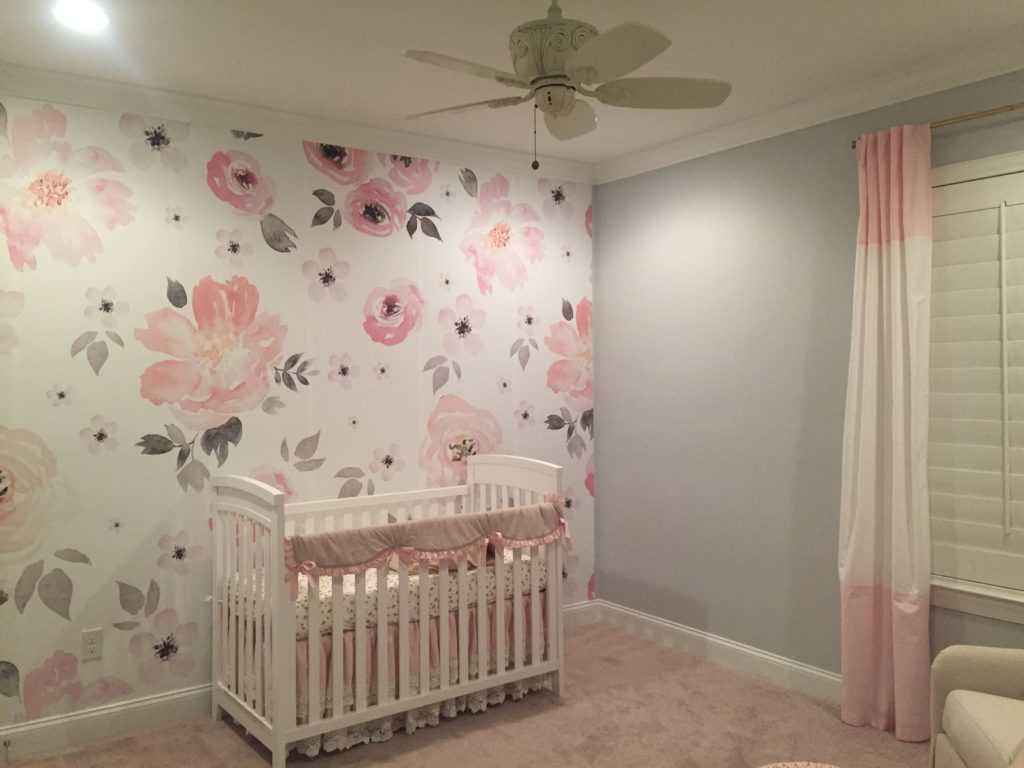 Pink and grey baby room on runladylike.com