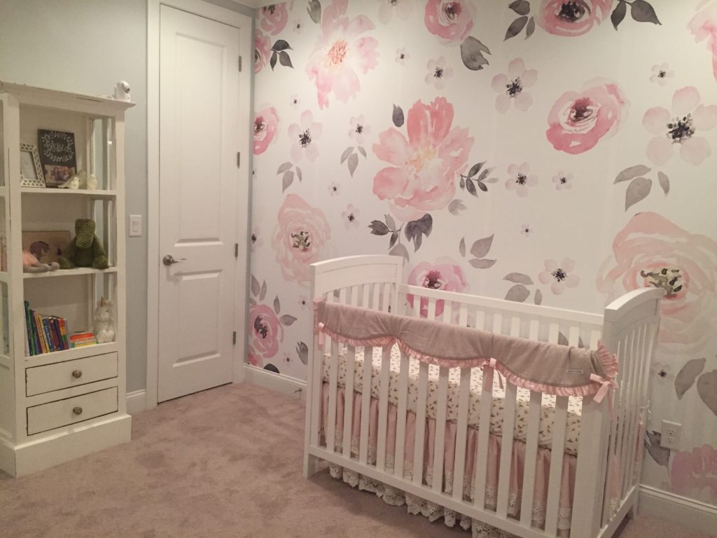 Pink and grey baby room on runladylike.com