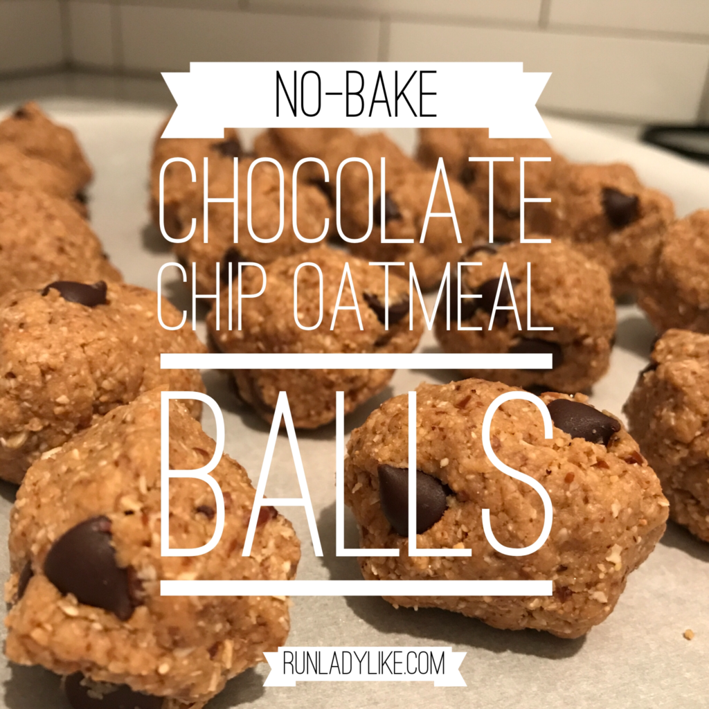 No-Bake Chocolate Chip Oatmeal Balls on runladylike.com